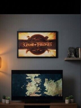 HBO Series Game of Thrones Framed Wall Art Logo Poster Print Black Frame 18x12
